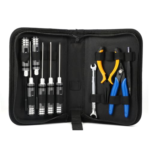 Portable Drone Tool Kit Set – Complete FPV Drone Repair & Maintenance Kit for RC Cars, Planes, Quadcopters, Compact & Durable Tool (Black)