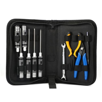 Portable Drone Tool Kit Set – Complete FPV Drone Repair & Maintenance Kit for RC Cars, Planes, Quadcopters, Compact & Durable Tool (Black)