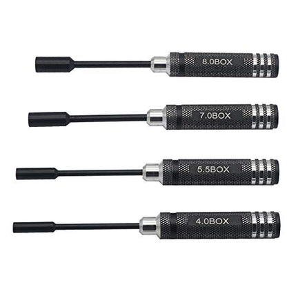 4Pcs Hex Nut Key Socket Screw Driver Tool,4.0 5.5 7.0 8.0mm Sleeve Wrench Spanner,RC Flat Head Wrench Screwdrivers Repair Tools Kit for RC FPV Car Truck Boat
