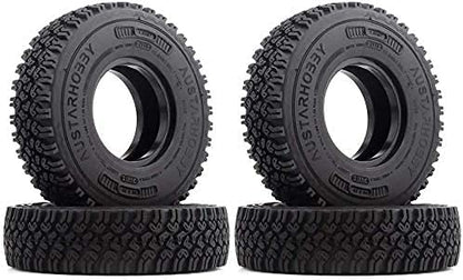 4PCS/Set 1.55 Inch Beadlock Metal Wheel Rim Rubber Tires Compatible with 1/10 RC Crawler Car Axial AX90069 D90 TF2 Tamiya CC01 LC70 (Black) - color: Black