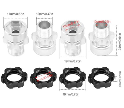 OGRC 12mm to 17mm Wheel Hex Adapter, Hex Extension for Slash Losi RC Car | Aluminum Hub, 10mm Extension, 17mm Wheel Conversion, for Traxxas Losi HPI 1/10 RC Truck Buggy, Black - color: Black