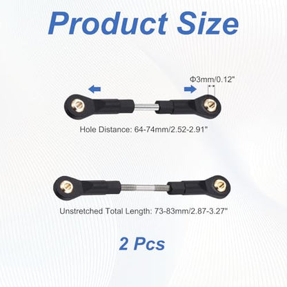 MECCANIXITY 2Pcs Adjustable Turnbuckles Camber Links, 64-74mm Turnbuckle Rod Steering Servo Linkage with M3 Ball Head Rod Ends for RC Car Replace Parts DIY - size: 64-74mm
