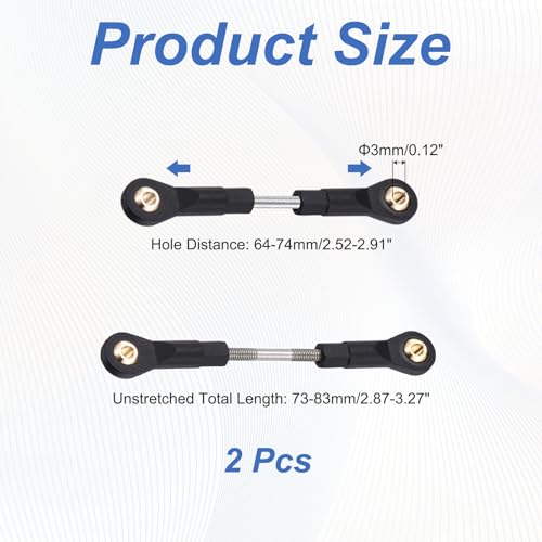 MECCANIXITY 2Pcs Adjustable Turnbuckles Camber Links, 64-74mm Turnbuckle Rod Steering Servo Linkage with M3 Ball Head Rod Ends for RC Car Replace Parts DIY - size: 64-74mm