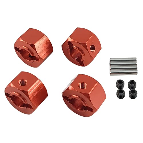 12mm Aluminum Wheel Hex Hub Adapter for 1/10 Mini Maxx RC Car (Red) | Alloy,3654,Upgrade Parts,CNC Machined,High Strength,Precision Fit,Wear Resistant,Easy Installation - color: Red