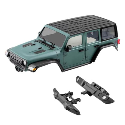 Rc Frame Chassis Parts For TRX4M For Bronco For Defender 1/18 6.10" Wheelbase ABS Hardtop Body Kit With F&R Bumpers RC Crawler Parts Replacement(Green) - color: Green