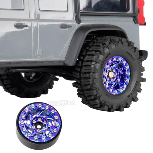 1.3 Dually Beadlock Wheels Tires for RC Crawler Car 1/18 TRX4M Ascent-18,1/24 SCX24 FCX24,RC Off Road Buggy Rally Truck Wheels and Tires,Adjustable Offset Wheels,7mm Hex Rims,Purple Blue - color: Purple Blue Tone - (4pcs 1.3 Beadlock Tires)