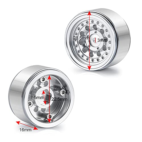 Aluminum 1" Micro RC Beadlock Wheels Rims for All 1:24 Axial SCX24 | 1/24th SCX-24 Deadbolt Base Camp Gladiator RC Crawler Car Upgrades Parts