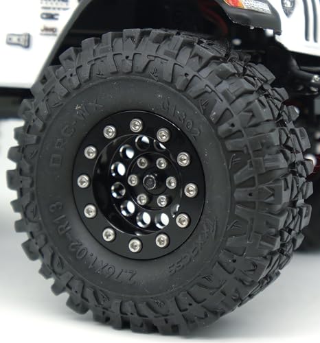 1.3 Beadlock Wheels & Brass Ring Weight 46.5g Adjustable Offset-3mm 1.3 Wheels Hex 7mm for 1/18 1/24 RC Crawlers Upgrade 4Pc YK (Black) - color: Black