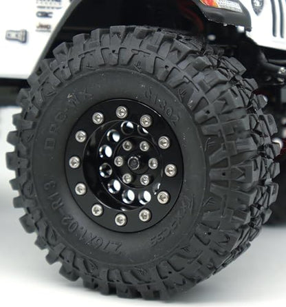1.3 Beadlock Wheels & Brass Ring Weight 46.5g Adjustable Offset-3mm 1.3 Wheels Hex 7mm for 1/18 1/24 RC Crawlers Upgrade 4Pc YK (Black) - color: Black