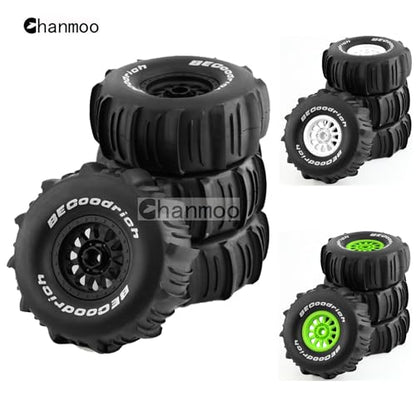 1/7 1/8 RC Short Course Truck Car Tires and Wheels Rims 17mm Hex Snow Sand Buggy Desert Tyres with Foam Insert for 1:7 Scale RC Off Road Truck Car TRAXXAS UDR 85086-4 4Pcs (A Black) - color: A Black