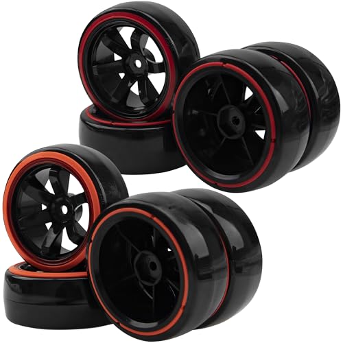 1/10 RC Drift Car Tires Hard Plastic Tyre & 12mm Hex Hub Wheel Rims 6 Spoke & 1/10 RC Drift Car Tires Hard Plastic Tyre & 12mm Hex Hub Wheel Rims 6 Spoke