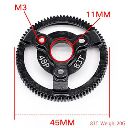 RC 48P 83T Spur Gear Hardened Steel Spur Gear Upgrades Part for Traxxas 1/10 Slash Stampede Rustler Bandit 2WD VXL XL-5 F-150 SVT, (83T) - size: 48P-Spur Gear-83T