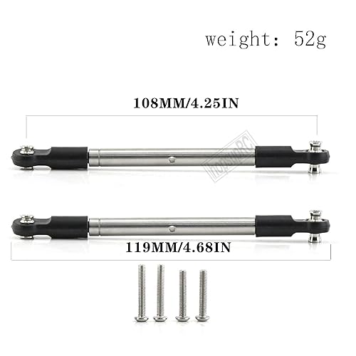 RC Stainless Steel Adjustable Turnbuckles Upgrades Part for 1/10 WideMaxx (#89086-4),45# Steel Adjustable Turnbuckles Camber Links Toe Link,Silver