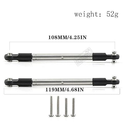 RC Stainless Steel Adjustable Turnbuckles Upgrades Part for 1/10 WideMaxx (#89086-4),45# Steel Adjustable Turnbuckles Camber Links Toe Link,Silver