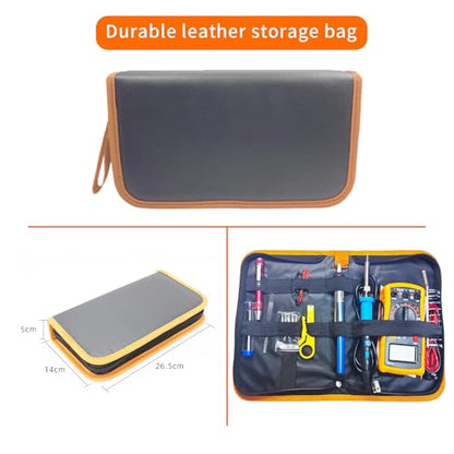 908B Blue All-in-One Soldering & Desoldering Kit with Multimeter, 60W Adjustable Soldering Iron for Electronics Repair, Includes 5 Tips, Solder, Pump, Wick, Tweezers, 110V - color: Dark Blue