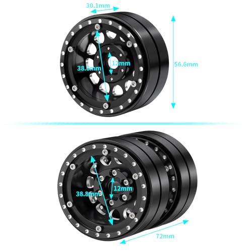 RCHUBAM 5PCS 1.9" Twin Beadlock Wheels for 1/10 Scale SCX10 TRX-4 TRX6 G63 | RC Dually wheels Tractor-Trailer Design,RC Upgrade Parts - style: 5PCS