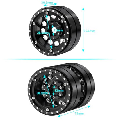 RCHUBAM 2PCS 1.9" Twin Beadlock Wheels for 1/10 Scale SCX10 TRX-4 TRX6 G63 | RC Dually wheels Tractor-Trailer Design,RC Upgrade Parts - style: 2PCS