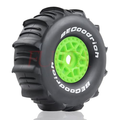 fujita 1/7 1/8 RC Off-Road Truck tyre Set Desert Beach Snow tyre 140mm OD for TRX UDR 85086-4 ARRMA Mojave EXB YK4072 4073 YKDF7 TB7 /17mm hex (Green) - color: Green