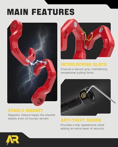 D Ring Shackles, 3/4" Separate Shackles with 7/8" Pin, Heavy Duty Recovery Shackle 57320lbs Break Strength, 4x4 Off-Road Recovery Towing Winch Shackles for Trucks, Red Red 2-Pack | Quick Shackles with 7/8" Pin, Heavy Duty Recovery Shackle, 4x4 Off-Road Re