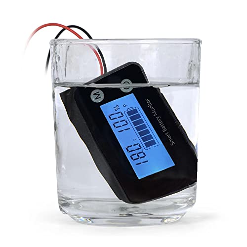 7-100V IPX7 Waterproof Battery Monitor Blue LCD with Buzzer Alarm &Temp - color: Blue