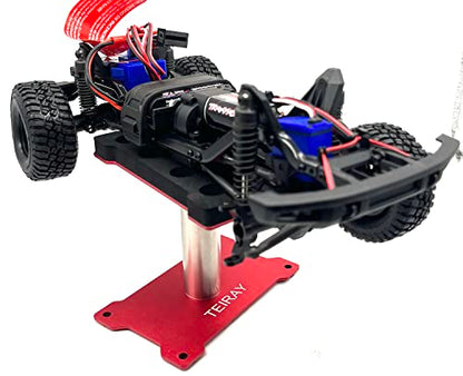 RC Car Work Stand Mat Repair Workstation Aluminum 360 Rotation Height Body Mounts for 1/16 1/18 1/24 SCX24 TRX4M Scale Cars Trucks RC car Display Stand (red) - color: Red