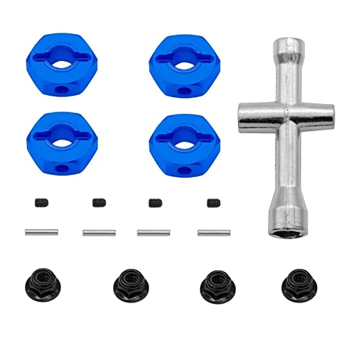 GLOBACT 4PCS 12mm Hex Wheel Hub & Cross Wrenche for 1/10 RC Car | Fits 1/10 TRX4 Axial Redcat ARRMA Granite Voltage 2WD HPI HSP Tamiya WLtoys