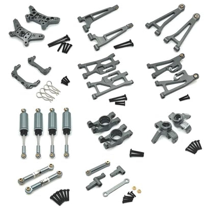Rc Swing Arms For MJX For Hyper Go 14210 14209 Metal Steering Cup Upper Lower For Swing Arm Set Shock Tower Bracket Body Post RC Car Parts(Titanium) - color: Titanium
