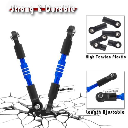 RC Alloy Turnbuckles Camber Links Upgrades Part for 1/10 Slash 4WD(VXL),Rustler 4WD(VXL),Stampede 4WD(VXL),Bandit 4WD(VXL),Hoss 4WD(VXL) Adjustable Tie Rods & Turnbuckles Hops Up,Navy Blue - color: Navy Blue-1set