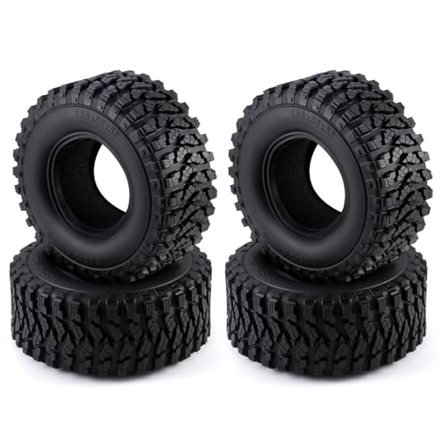 4Pcs MORFUM Rubber 2.6" Crawler Mud Terrain Tires Super Grip Super Soft Sticky Tires 136mm Tall 2.6in Crawler Tires Compatible with Axial RBX10 MJX H8H MK07 KM4 1/7 1/8 1/10 Crawler Car