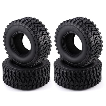 4Pcs MORFUM Rubber 2.6" Crawler Mud Terrain Tires Super Grip Super Soft Sticky Tires 136mm Tall 2.6in Crawler Tires Compatible with Axial RBX10 MJX H8H MK07 KM4 1/7 1/8 1/10 Crawler Car