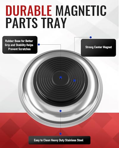Magnetic Tray 4-Pack, Stainless Steel Magnetic Parts Tray Set, 3 Inch and 6 Inch Round Trays, Square Tray and Shallow Tray, Magnetic Tool Tray for Nuts Bolts Screws, Silver - color: Silver