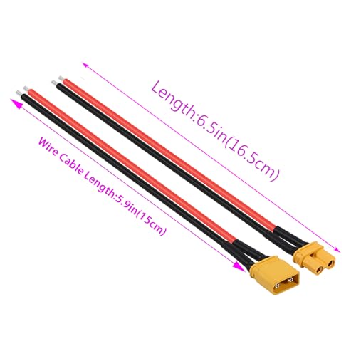 XT60 Connectors 5Pair(10pcs) with 15cm(5.9in) 12AWG Ultra Soft Silicone Extension Cable ,Male & Female Plug for RC Battery ,Drone ,FPV Car,RC Car,Portable Power Station,Solar Generator