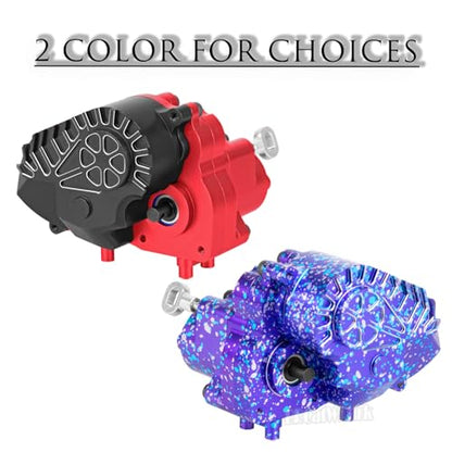 Aluminum Gearbox Complete Transmission Case w/Gear Upgrades Part for 1/10 SCX10-AXI03004 Capra 1.9 UTB RC Crawler Car,(Black-Red) - color: Black Red - (Gearbox)