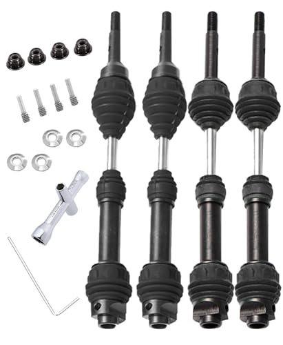 Drive Shaft CVD Axles Upgrades for 1/10 Slash VXL 4x4 Rustler Stampede Hoss VXL 4x4 4WD,4Pcs Front Rear Transmission Driveshaft Parts Hops Up,Black (Upgrades in 2023) - color: Black - 4pcs -Front Rear