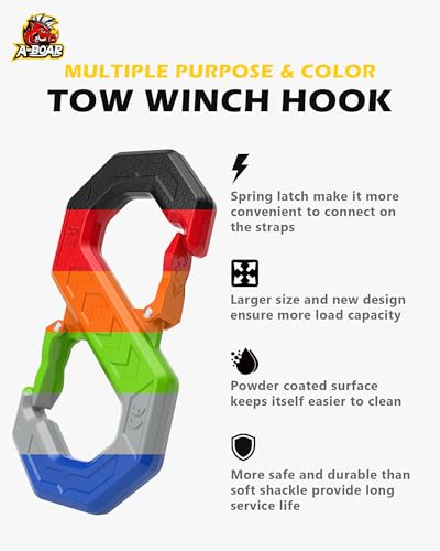 3/8" Tow Hook, S-Shaped Winch Hook, 33,000lbs Breaking Strength, G80 Heavy Duty Forged Steel, Fast Connect Easy Release Winch Shackle Towing Hook for Trucks, SUVs, ATVs, Trailers, Red - color: Red