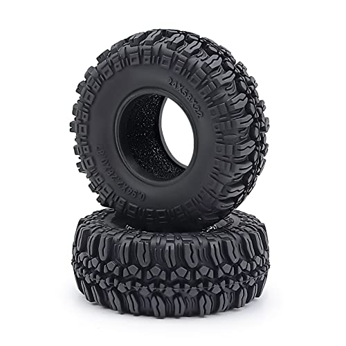 RCHUBAM 4PCS 1.0" Crawler Tires Micro Rubber Tires for 1/18 TRX4M Axial 1/24 SCX24 Deadbolt RC Crawler Car (A-58mm) - color: A-58mm