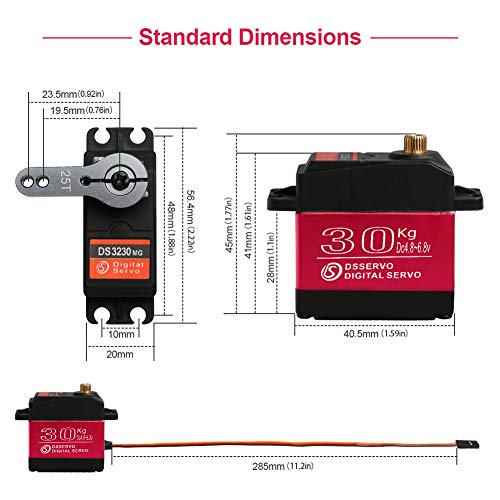30KG Waterproof Metal Gear RC Servo, 180° | 30KG high-torque steering servo with metal gears and waterproof housing for RC cars, crawlers and robots. - style: 1Pcs 30kg