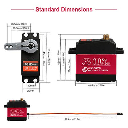 30KG Waterproof Metal Gear RC Servo, 180° | 30KG high-torque steering servo with metal gears and waterproof housing for RC cars, crawlers and robots. - style: 1Pcs 30kg