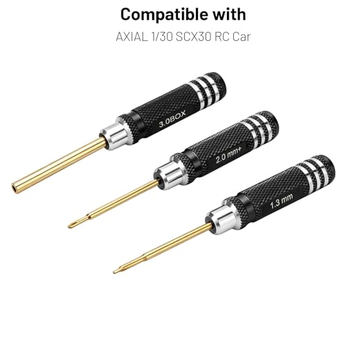 Multi-Size RC Screwdrivers Set, daitoku RC Aluminum Tool Kit Hex 1.3mm PH 2.0mm+ Mini Box Nut 3.0mm for AXIAL 1/30 SCX30