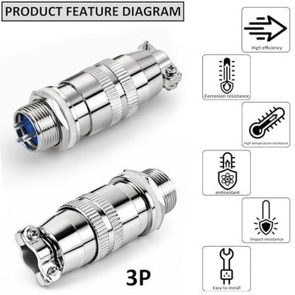 CLYXGS 4 Pack XS12 Aviation Plug Connector, 3 Pin 12mm Push-Pull Circular Connector, 6A 250V Quick Disconnect Wire Cable Male & Female Plug Socket Kit for Industrial, Automotive, and Marine - style: XS12-3