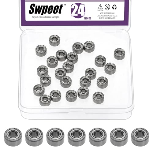 Swpeet 24Pcs 693ZZ Ball Bearings Assortment Kit, 3 x 8 x 4mm Carbon Steel Deep Groove Bearings, Miniature Bearings, Double Shielded - size: 693ZZ-24PCS, style: Carbon Steel