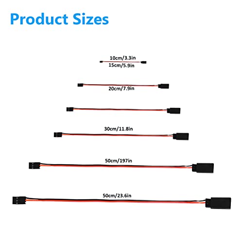 DIANN 30pcs Servo Extension Cable 3-Pin Extension Cord Wire Cable Connectors 3.95" 5.9" 7.9" 11.8" 19.7" 23.6" Servo Remote Control Cables