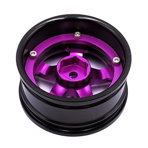 4pcs RC 1/10 Aluminum Wheel Rims Hex 12mm Adjustable Offset Rims Fit for 1:10 RC On Road Drift Touring Car Tyres (Purple & Black Color)