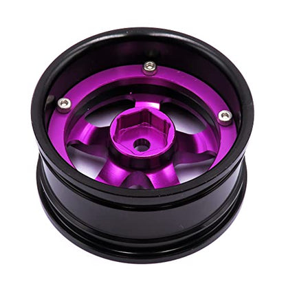 4pcs RC 1/10 Aluminum Wheel Rims Hex 12mm Adjustable Offset Rims Fit for 1:10 RC On Road Drift Touring Car Tyres (Purple & Black Color)