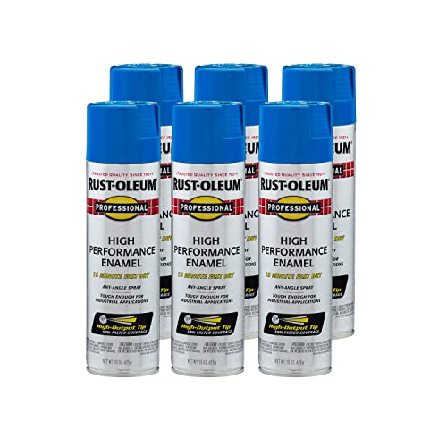 Rust-Oleum Professional High Performance Gloss Safety Blue Spray Paint | Rust Prevention, Corrosion Resistant Coating, Industrial Maintenance, Any Angle Spray, Metal Equipment Protection, 15 oz - color: Gloss Safety Blue, size: 15 Ounce (Pack of 6)