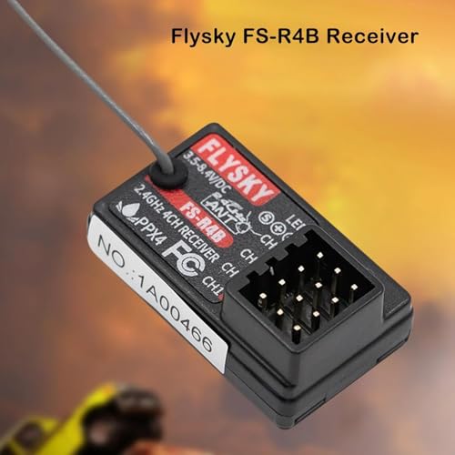 Flysky FS-R4B Receiver 2.4GHz 4CH ANT for RC Car/Boat | ANT Protocol with 4 PWM Channels. Single Antenna for Stable Signal. Real‑time Data Transmission for FS‑G7P & FS‑ST8