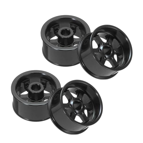 MECCANIXITY 4Pcs RC Car Wheel Rims, 20.5mm Dia 5-Spoke Black Aluminum Alloy Wheel Rims Hex Hub for HSP RC Drift On-road Racing Touring Car - color: Black