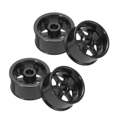 MECCANIXITY 4Pcs RC Car Wheel Rims, 20.5mm Dia 5-Spoke Black Aluminum Alloy Wheel Rims Hex Hub for HSP RC Drift On-road Racing Touring Car - color: Black