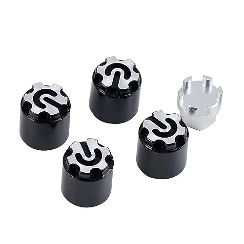 DJX 4PCS Aluminum M4 Wheel Nut Center Cap Locking Hubs w/Tool for 1/10 RC Crawler Traxxas TRX4 Axial SCX10 90046 D90 Redcat Gen7(Black&Silver) - color: Black&silver