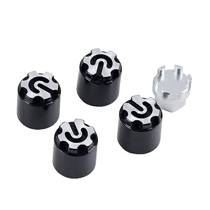 DJX 4PCS Aluminum M4 Wheel Nut Center Cap Locking Hubs w/Tool for 1/10 RC Crawler Traxxas TRX4 Axial SCX10 90046 D90 Redcat Gen7(Black&Silver) - color: Black&silver